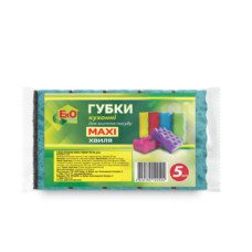 Губка кухонна ТМ EkOplus ХВИЛЯ (Maxi) 5шт