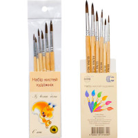 Набір пензликів "Білка" 6 штук "C"