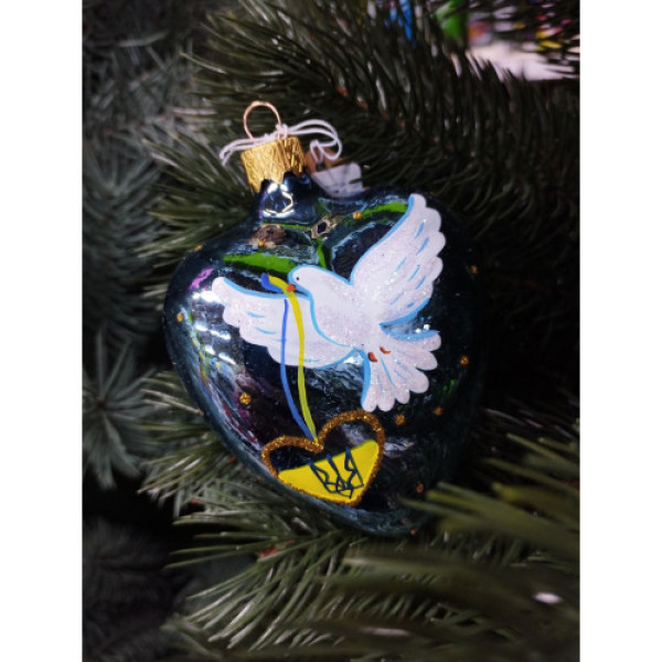 Ялинкова іграшка Серце з розписом символіка скло