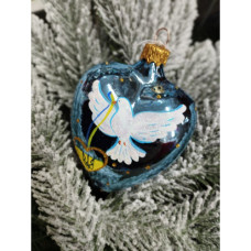Ялинкова іграшка Серце з розписом символіка скло