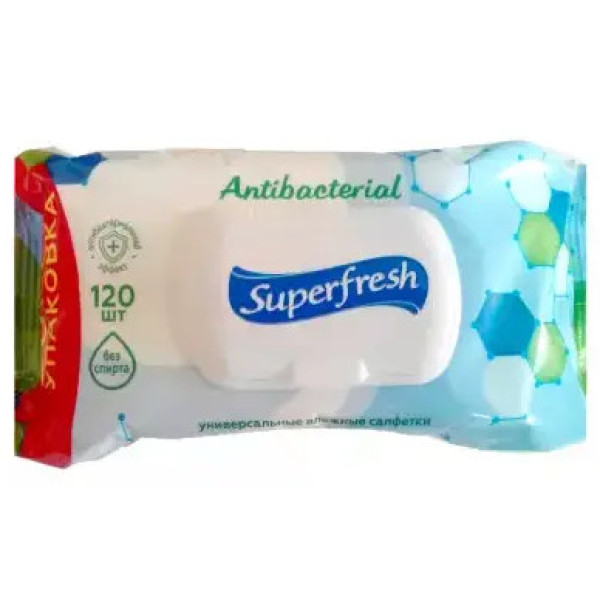 Superfresh Серветка волога Antibacterial 120шт з клапаном