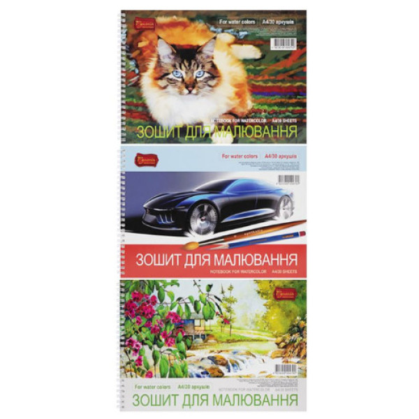 Альбом для акварелі А4 30 арк., 100 гр/м2, спіраль ТМ Тетрада ТЕ11887