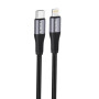Кабель Foneng X112 1M Metal Head Braided Cable (PD27W) Type-C to Lightning чорний