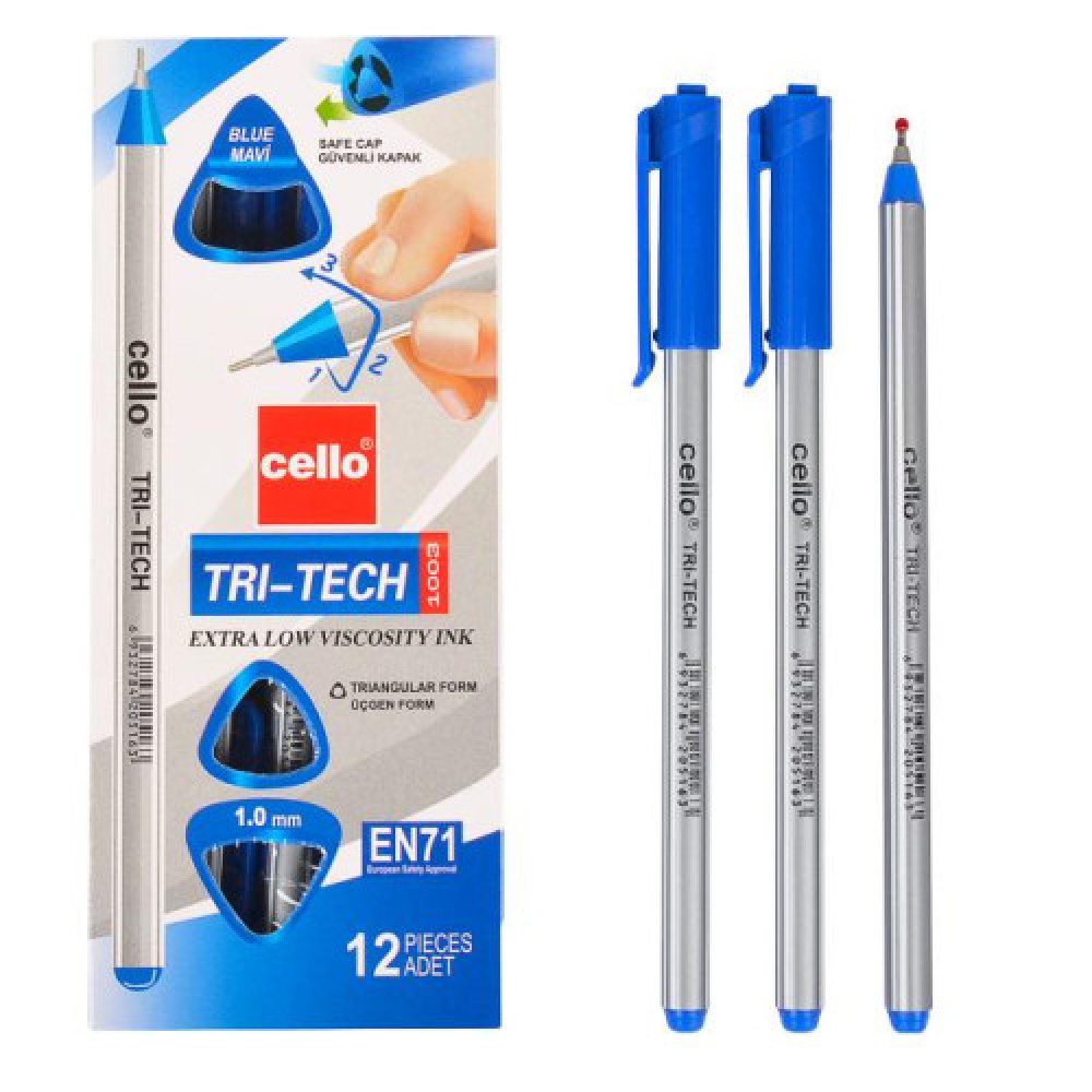 Ручка масляна "TRI-TECH" Cello CL1003-12 синя 99379 (24)